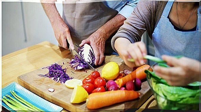 Couple cooking