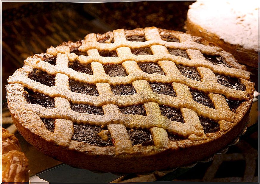 Ricotta and chocolate crostata.  Italian recipe.